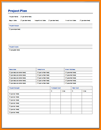 excel project plan template