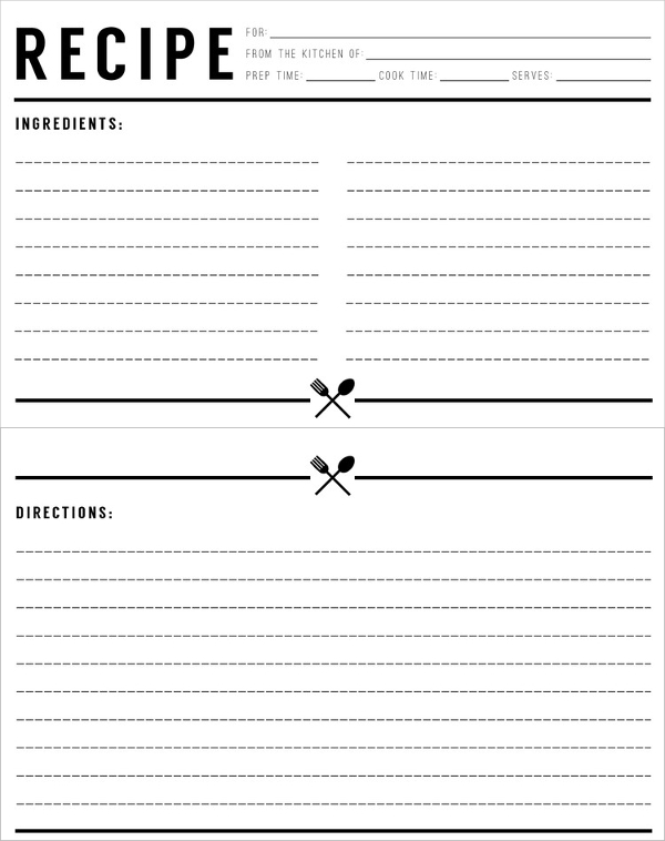 Recipe Card Template. Kitchen Recipe Card Template 17+ Recipe Card 