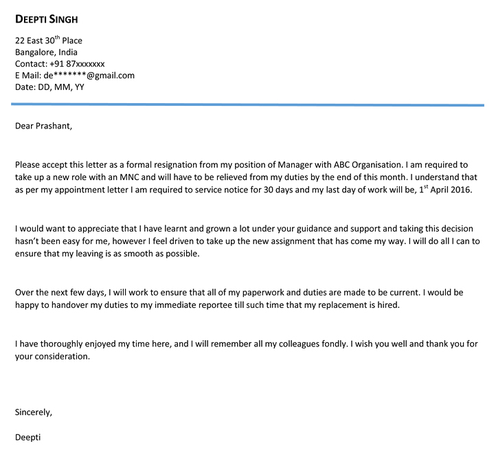 Resignation Letter Sample | Resignation Email Format Naukri.com