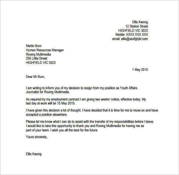 Email Resignation Letter Template 19+ Free Sample, Example 