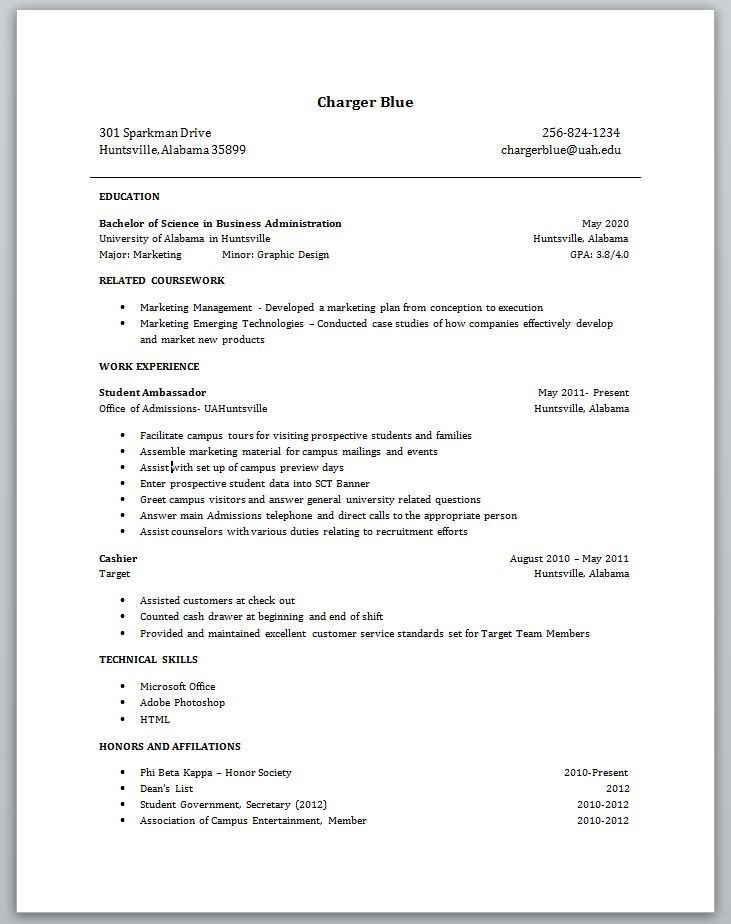 Student Resume Examples. Simple Resume Examples For College 