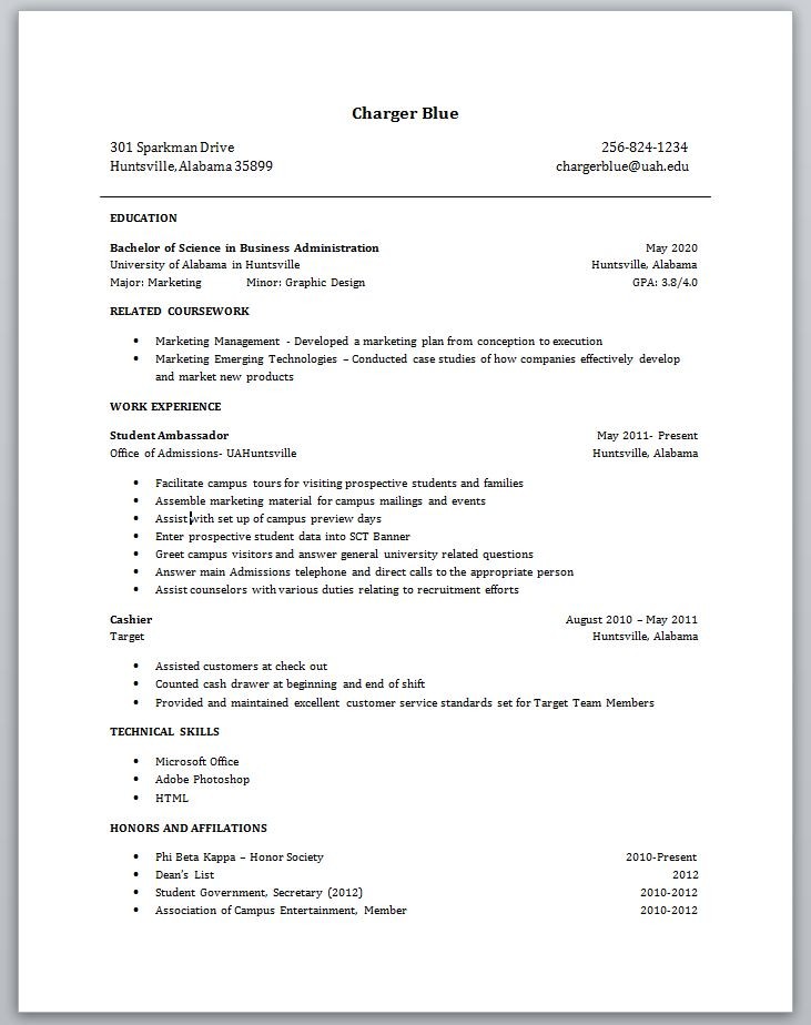 Resume For Students With No Experience – task list templates