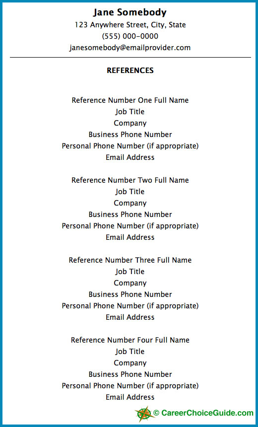 Sample Resume Reference Page Template http resumecareer Resume 