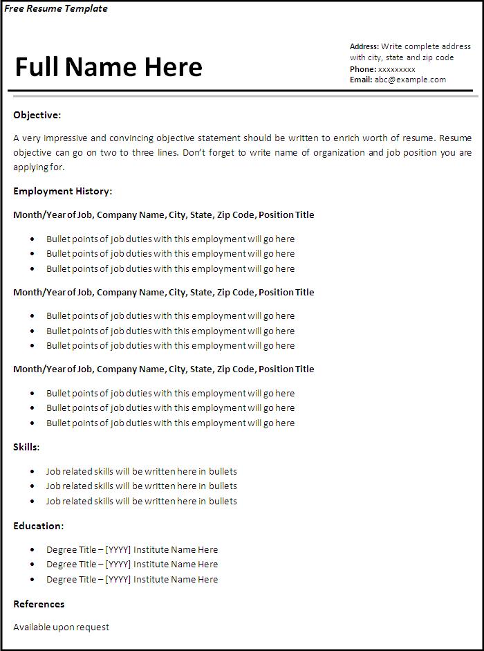 Free Download Resume Template. Click On The Next Links To Download 