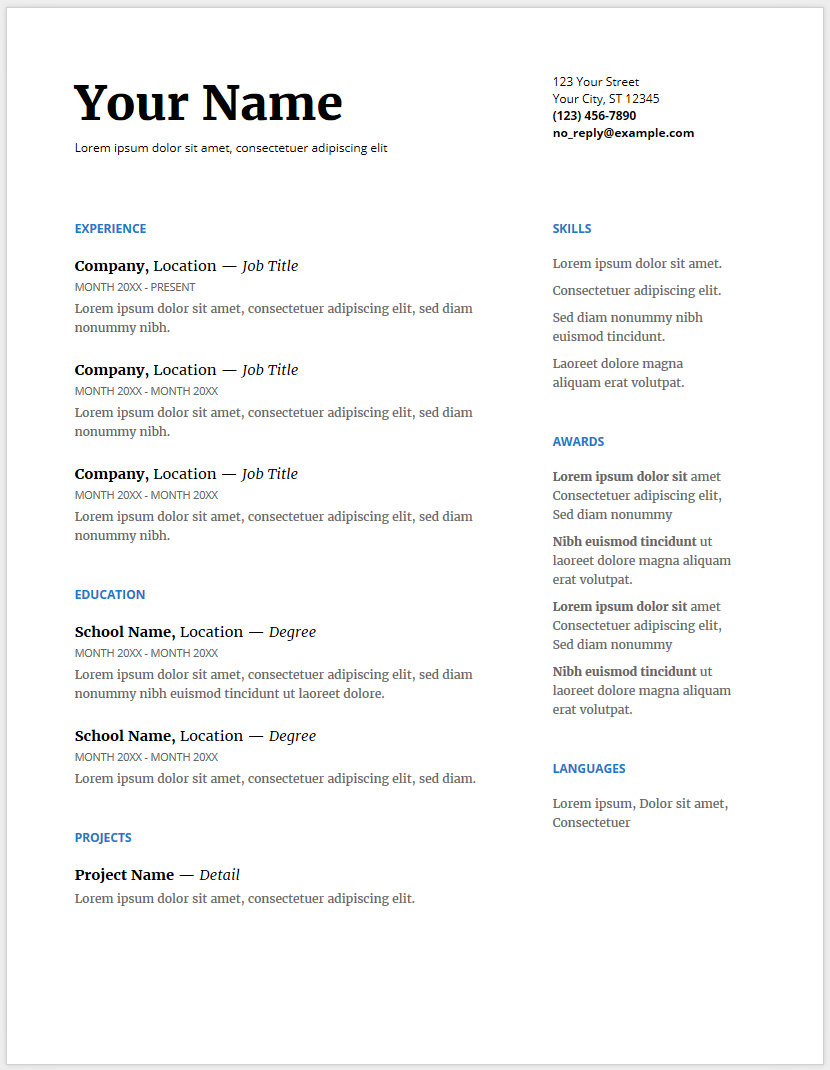 Download Resume Template Google Docs | haadyaooverbayresort.com