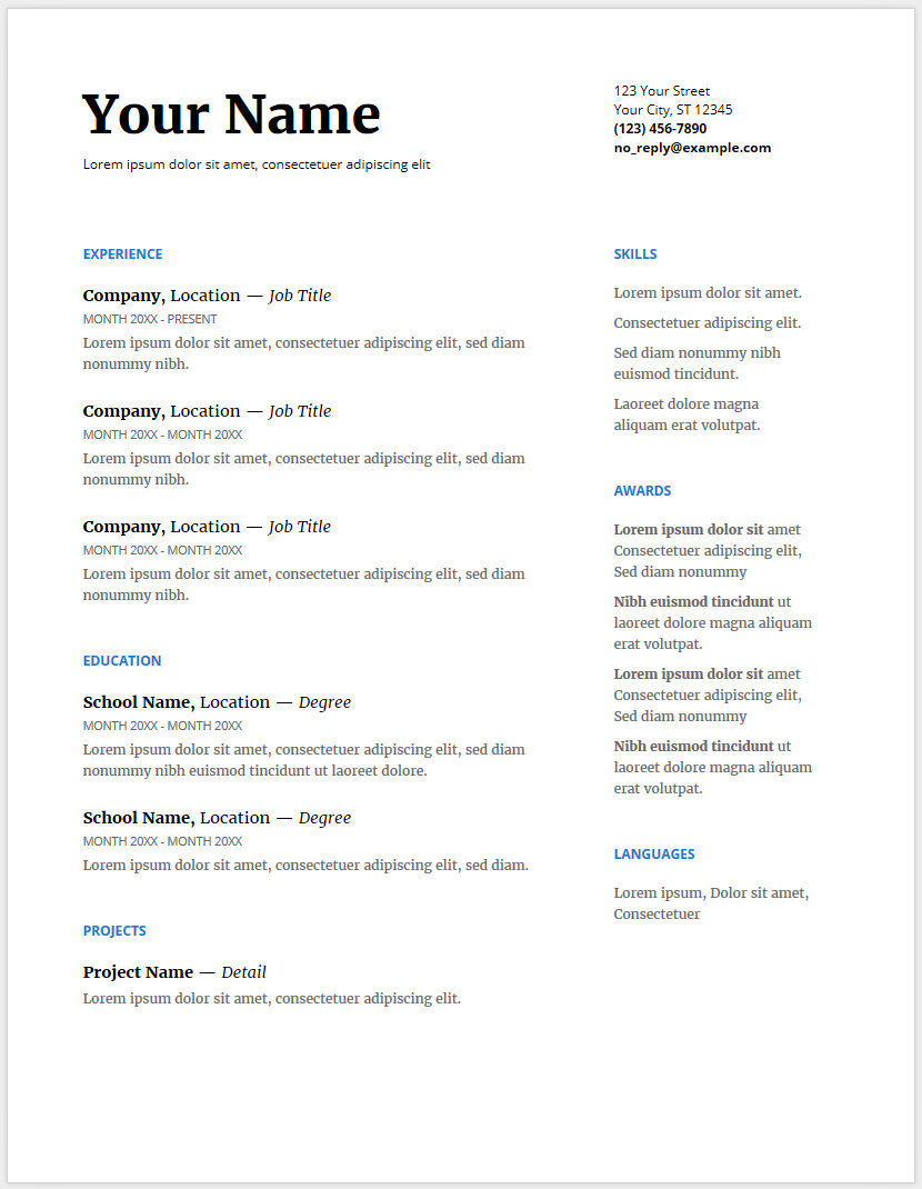 Resume Template Google Docs Task List Templates