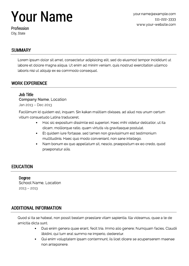 Free Resume Templates