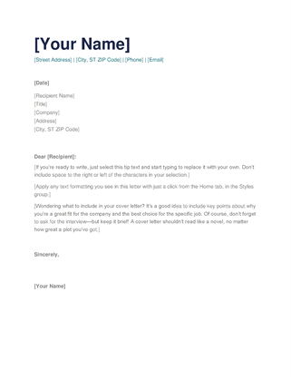 Simple cover letter Office Templates