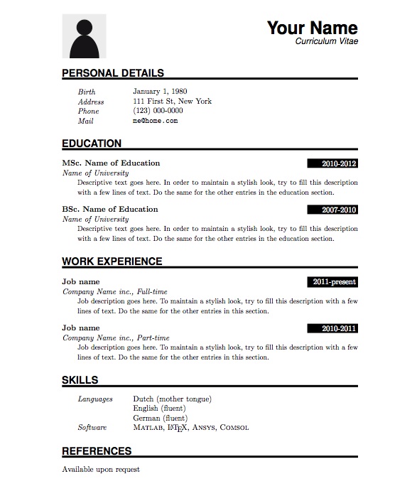 Simple Resume Format in Word Simple Resume Format in Word