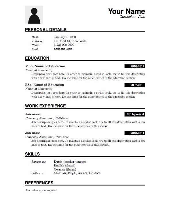 Simple Resume Format in Word