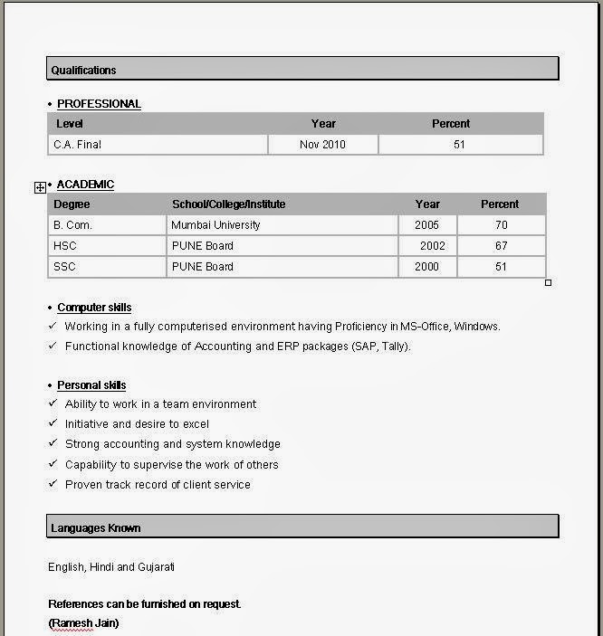 Resume Format Doc File Download Resume Format Doc File Download 