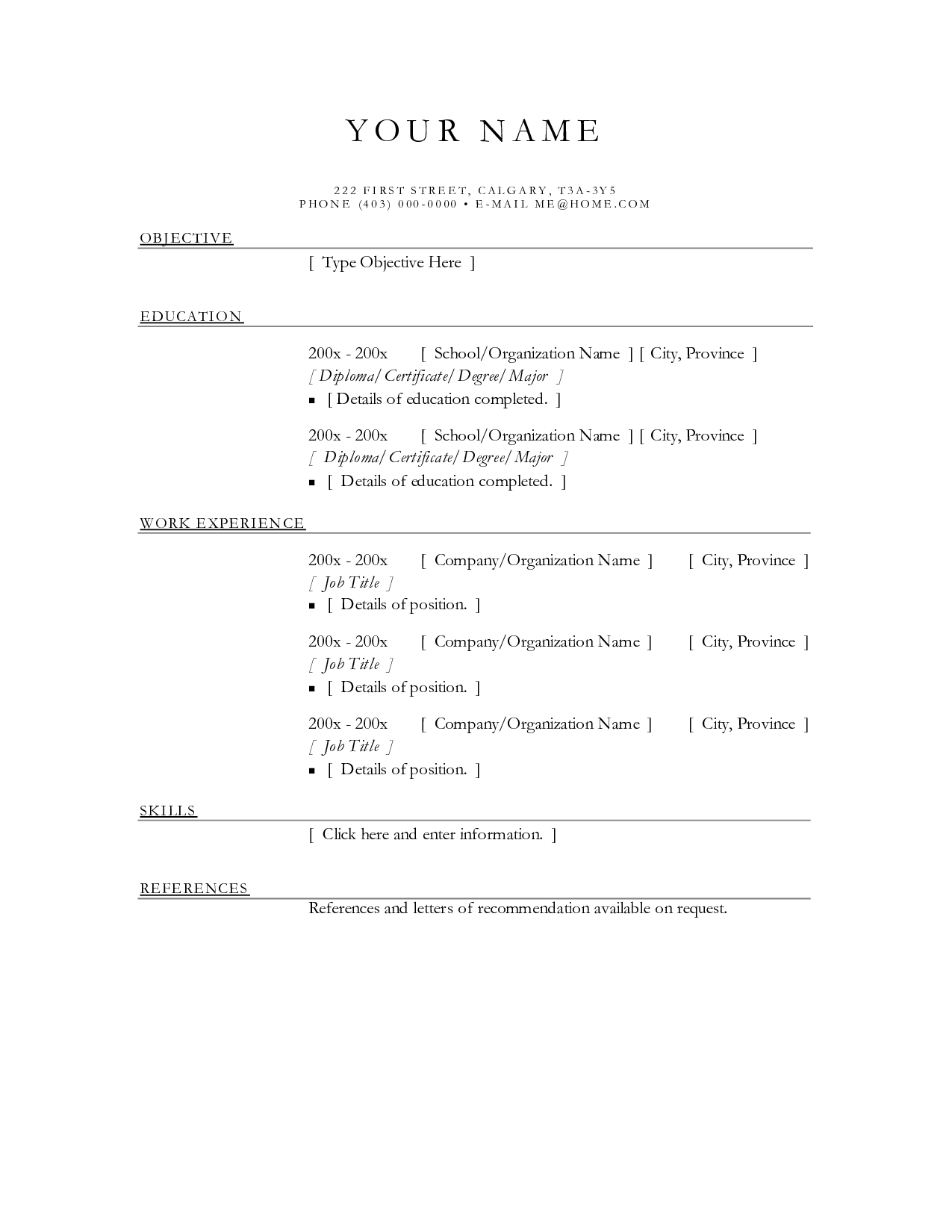 Basic Academic Resume Template