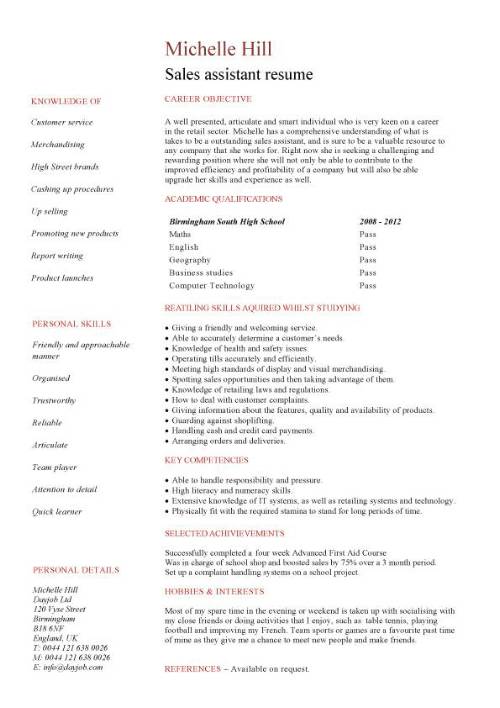 Student CV template samples, student jobs, graduate cv 