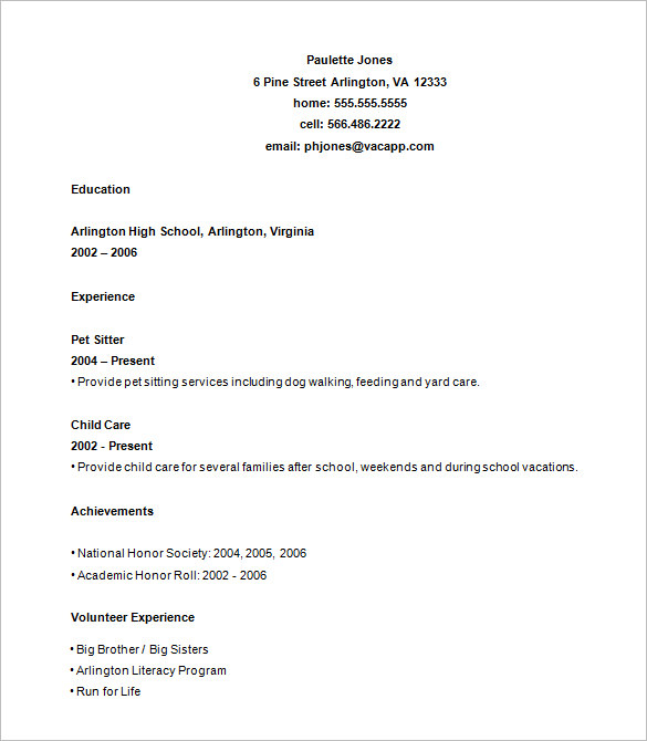 10+ High School Resume Templates – Free Samples, Examples 