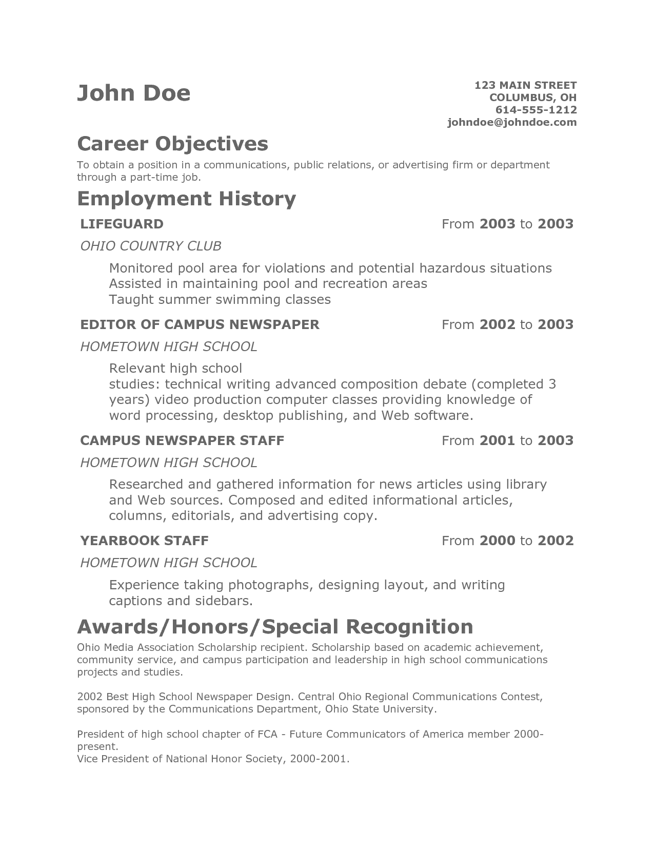 Peaceful Ideas Teenage Resume 11 Teen Sample With Teenage Resume 