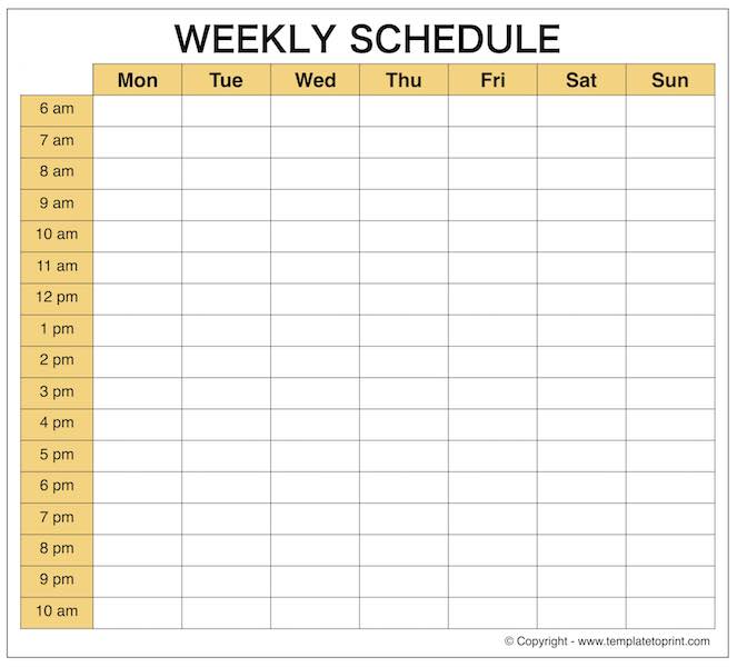 weekly schedule maker template | weeklyplanner.website