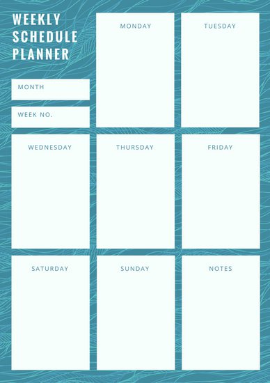 5 Day Weekly Planner Printable | Weekly Schedule Planner Week of 