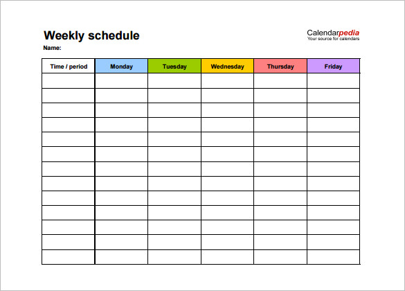 Free Weekly Schedule Templates for PDF 18 templates