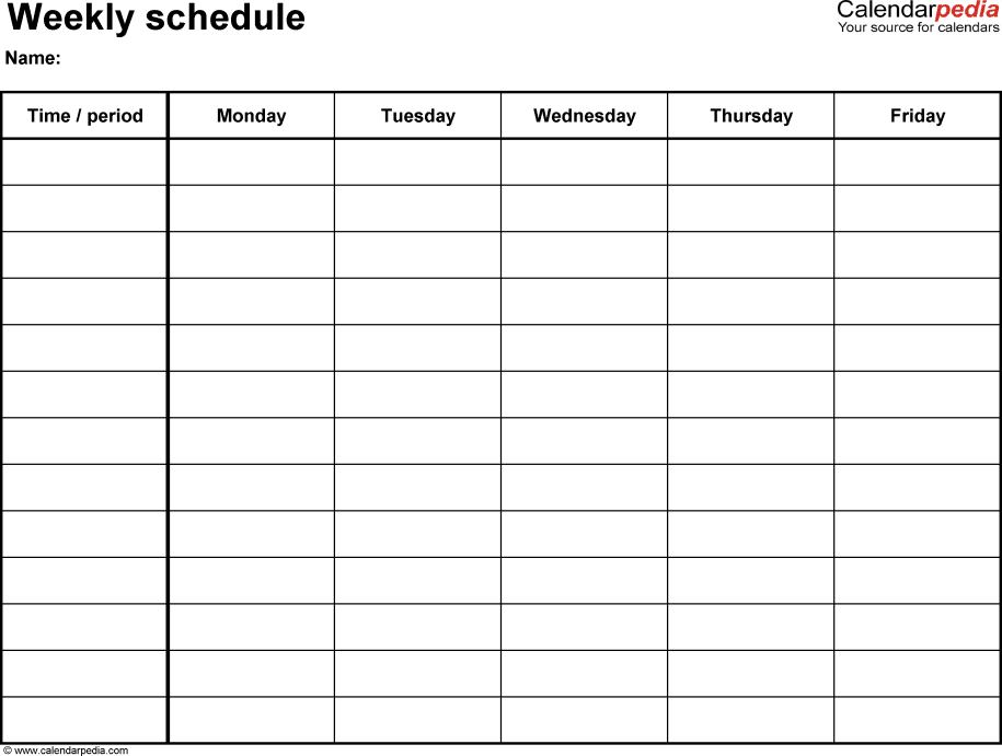 Weekly Work Schedule Template 9+ Free Word, Excel, PDF, Format 