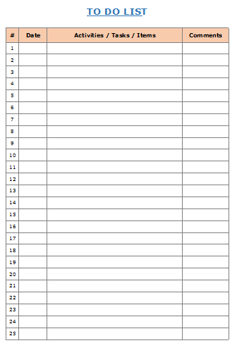 to do list excel template free download