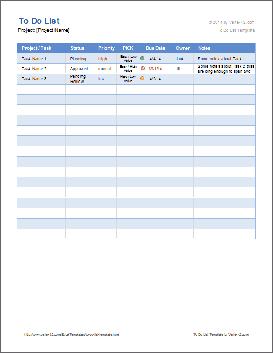 to do list excel template