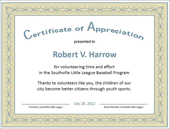 Certificate of Appreciation Template grey border