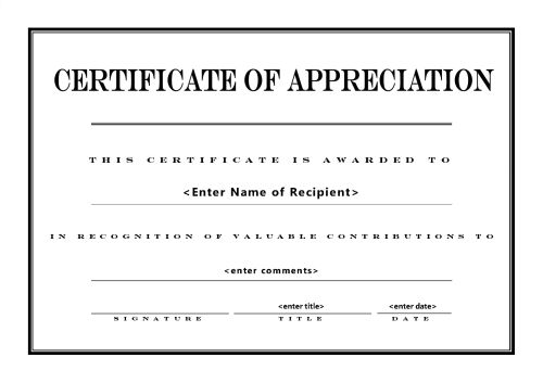 certificate of appreciation template