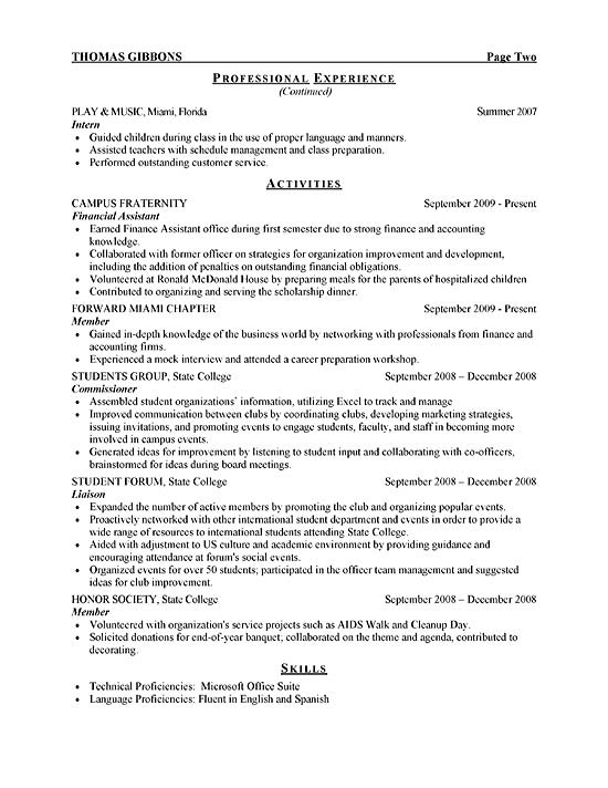College Internship Resume | berathen.Com