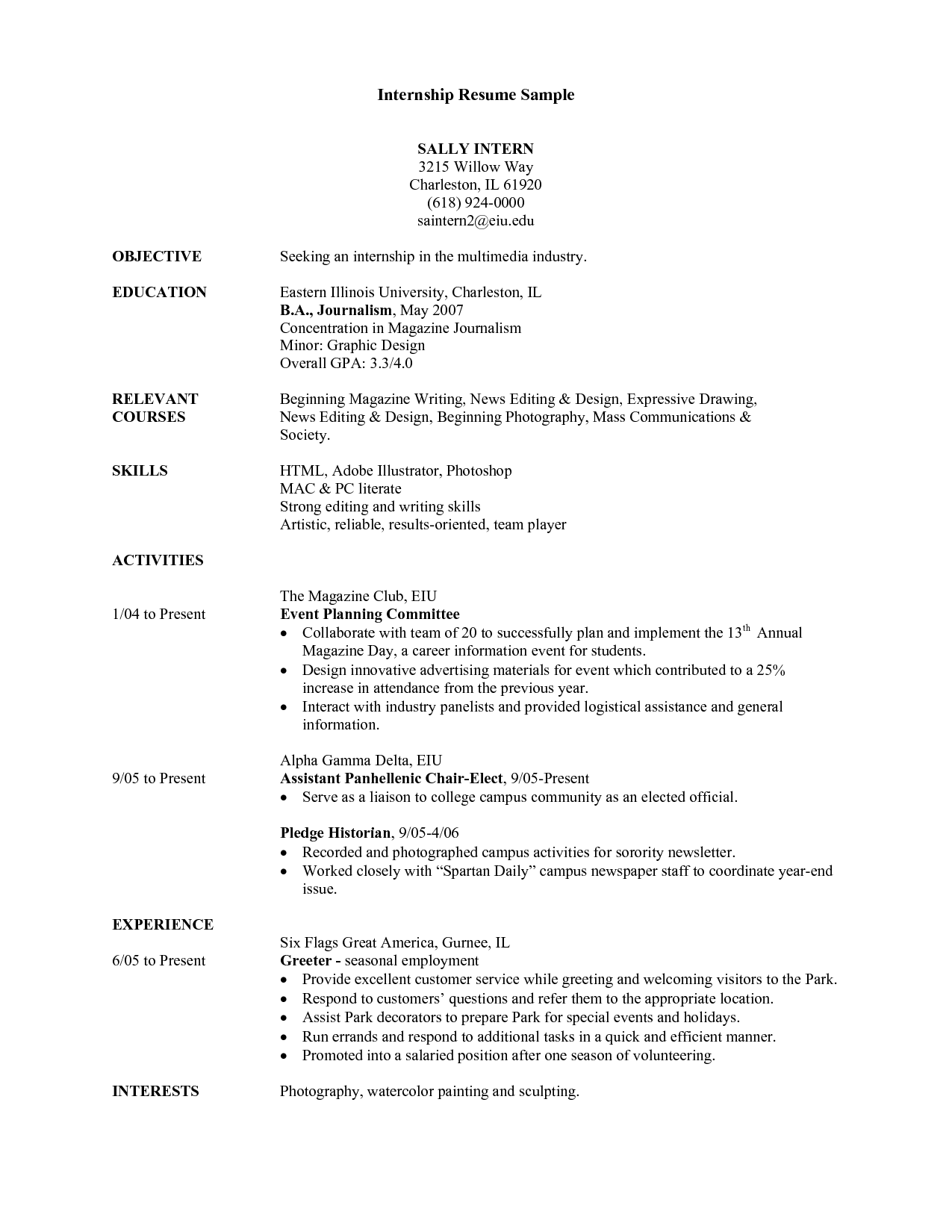 internship resume thebridgesummit.co