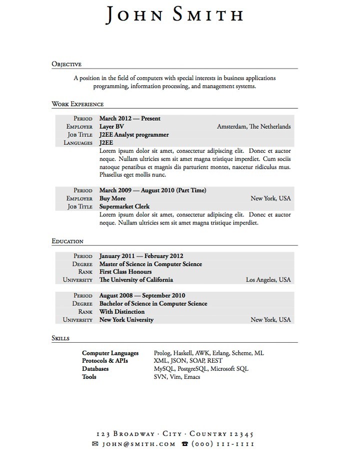 College Student Resume Templates Microsoft Word 