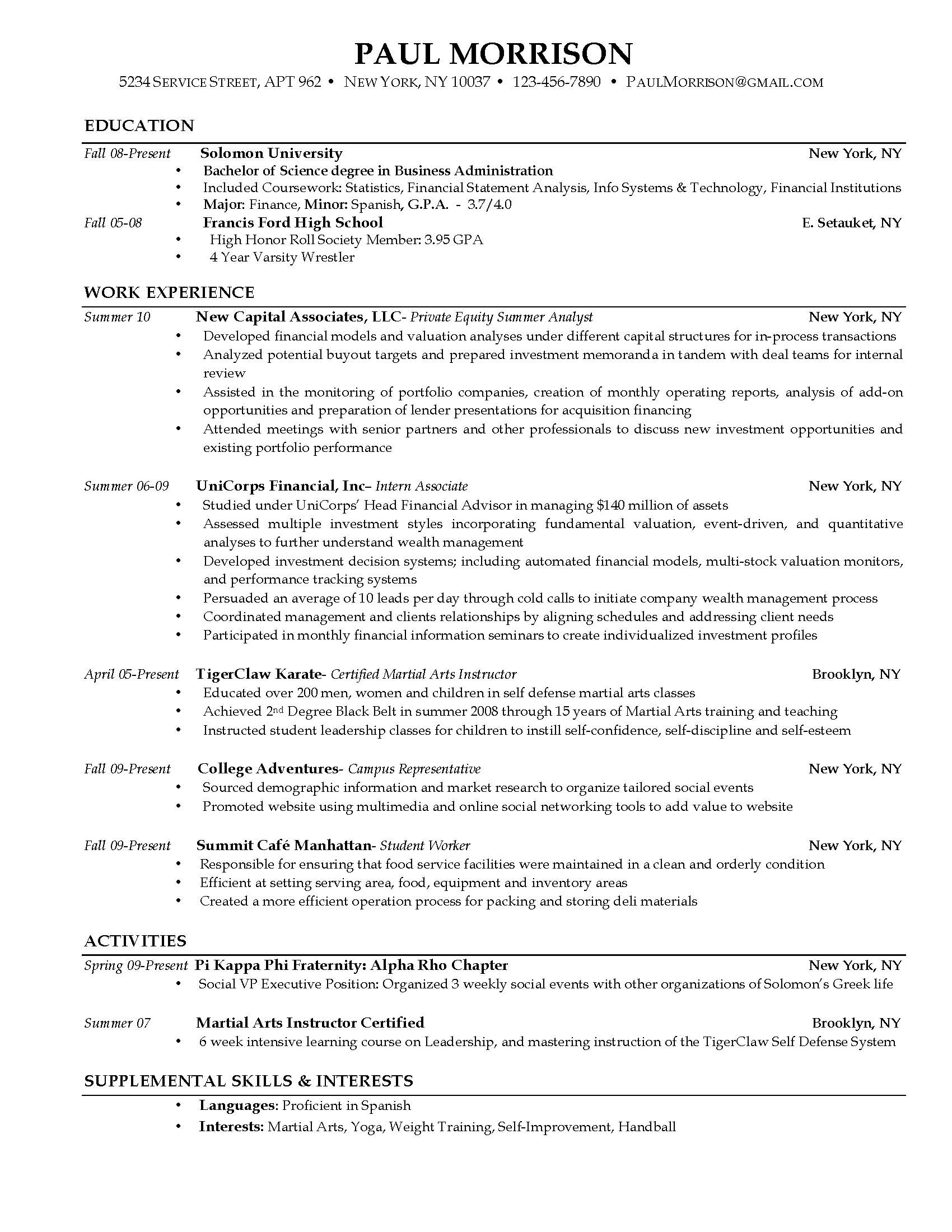 Current College Student Resume – task list templates