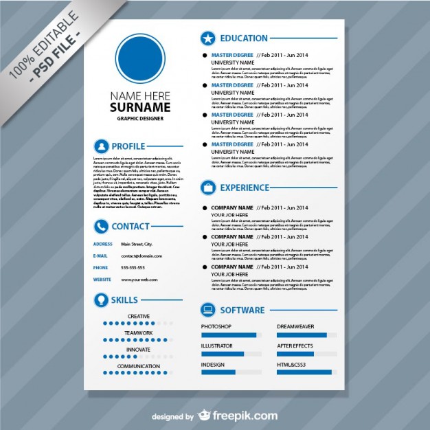 Editable cv format download PSD file | Free Download