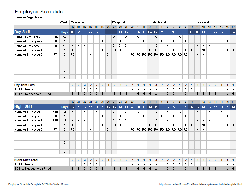 Employee Schedule Template | Shift Scheduler