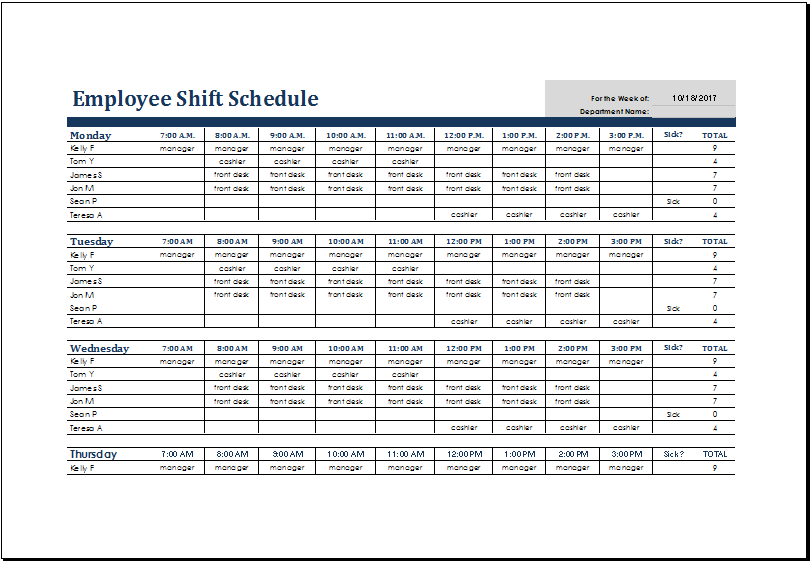 28+ Availability Schedule Template Excel | Work Schedule Template 