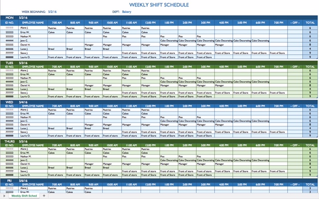 Employee Shift Schedule Template MS Excel | Excel Templates