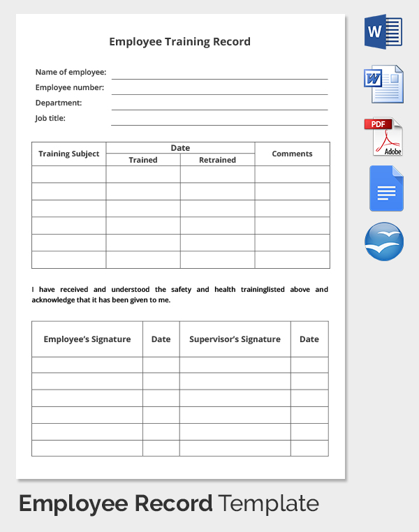 Training Record Template In Excel