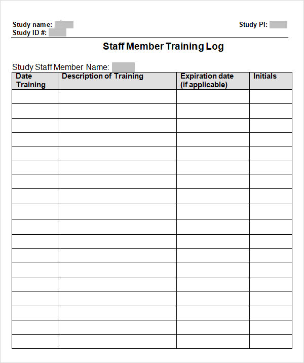 Training Log Template Download Free Documents in Excel