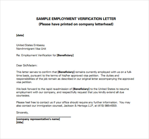 Employment Verification Letter 14+ Download Free Documents in 