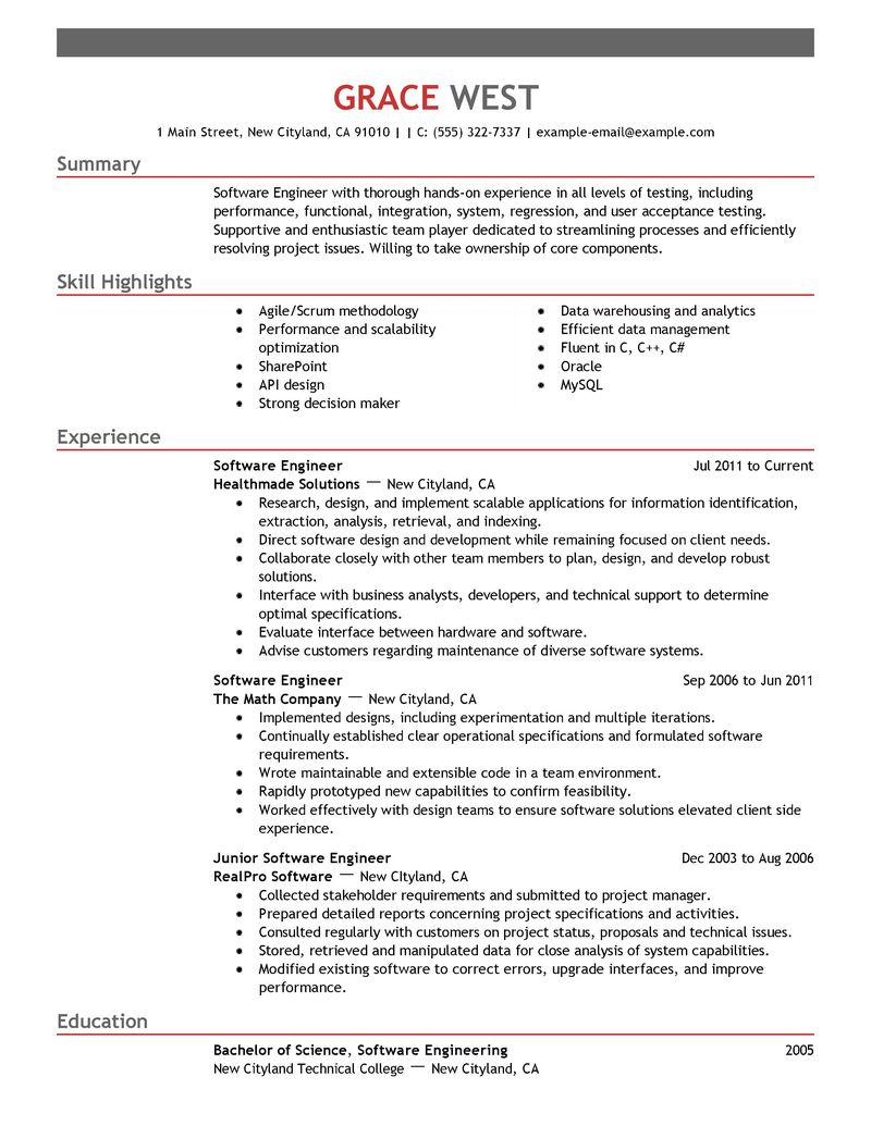 Best Software Engineer Resume Example | LiveCareer