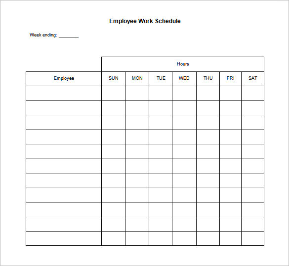 Free Printable Work Schedules | Weekly Employee Work Schedule 