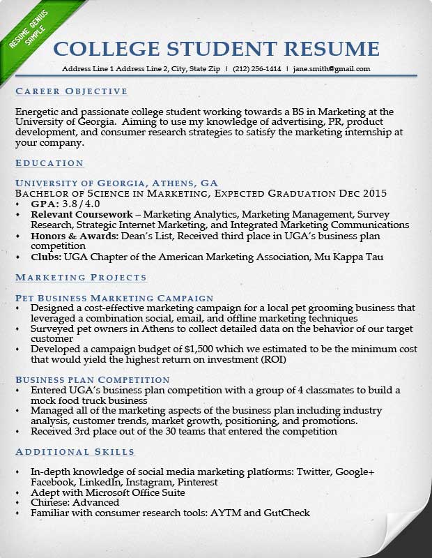 Resume Template College Student | Resume Badak