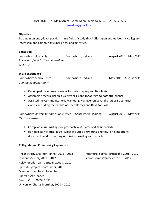 College Student Resume Template