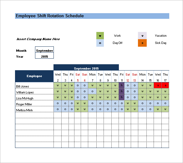 Rotating/Rotation Shift Schedule Template – 10+ Free Word, Excel 