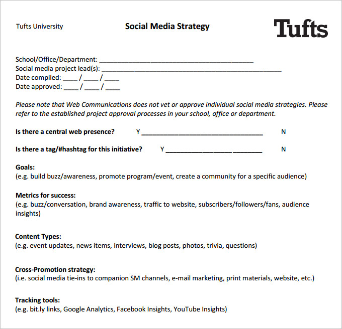 Social Media Strategy Template 8 Free PDF Documents Download 