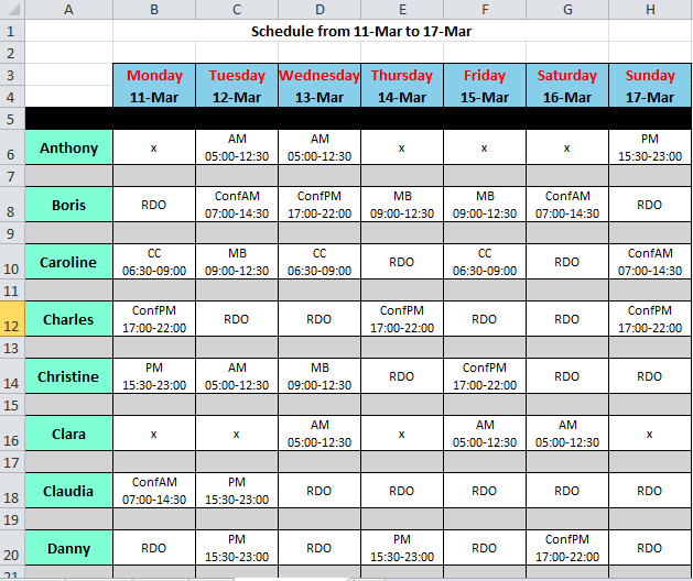 Free Work Schedule Templates for Word and Excel