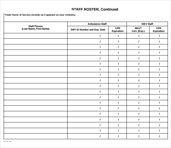 Download a free staff roster template for Excel Findmyshift