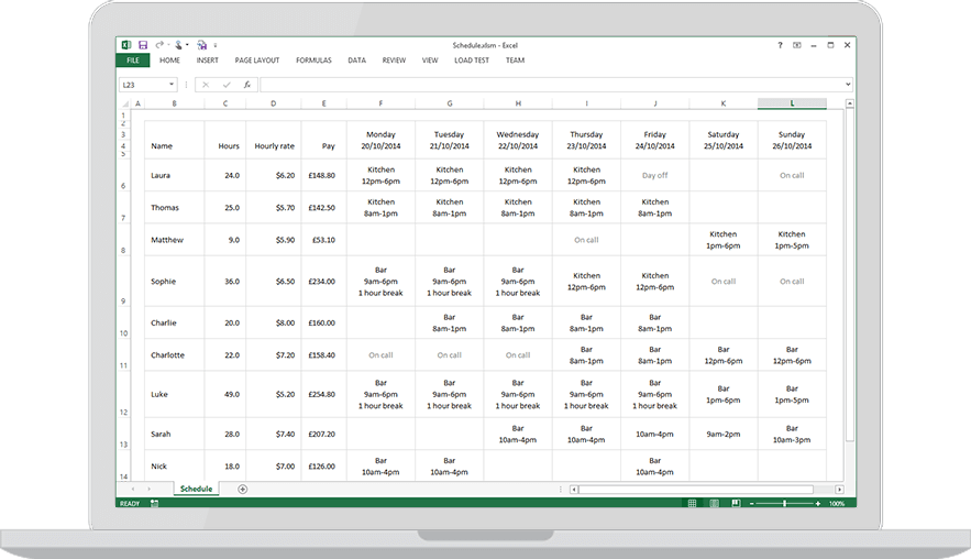 Download a free staff roster template for Excel Findmyshift