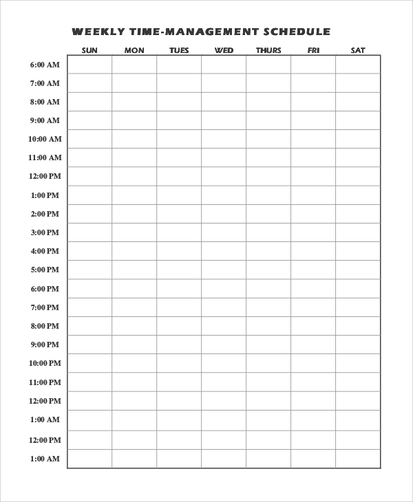 Time Management Weekly Schedule Template … | Pinteres…