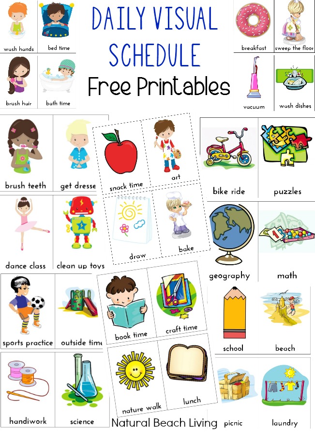 Daily Visual Schedule for Kids Free Printable Natural Beach Living