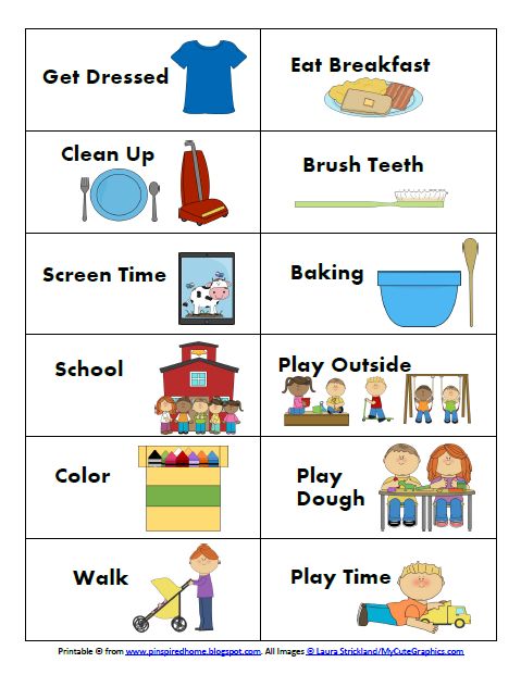 Daily Activity Chart For Toddlers